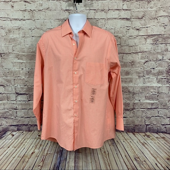 Van Heusen Orange Check Button Long Sleeve Shirt - Picture 1 of 12